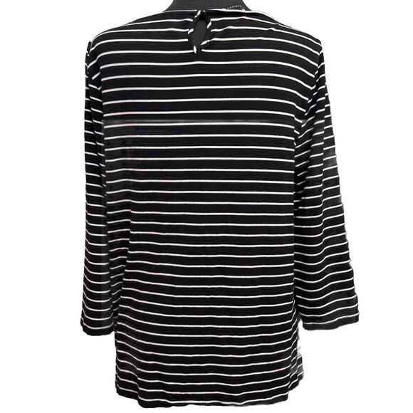 Talbots Blouse XL Womens Top Bandage Style Black White Geometric Office Casual - Picture 4 of 7